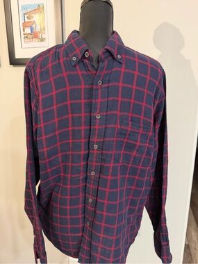 Tailor Vintage Connecticut Originals Men's Navy Red Plaid Button-Down Shirt L